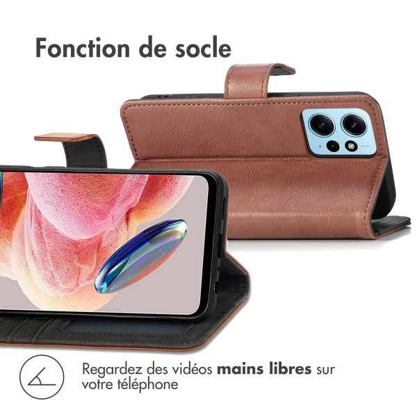 imoshion Étui de téléphone portefeuille Luxe Xiaomi Redmi Note 12 (4G) - Brun