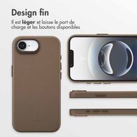 Accezz Coque arrière en cuir avec MagSafe Apple iPhone 16e - Marron café