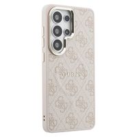Guess Coque arrière en cuir 4G avec MagSafe Samsung Galaxy S26 Ultra - Gold Edge - Pink