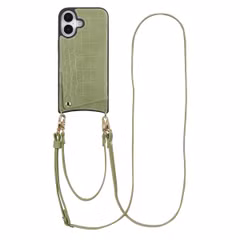 Selencia Coque de télephone Nova Croco avec cordon et porte-cartes Apple iPhone 17 - Sage Green