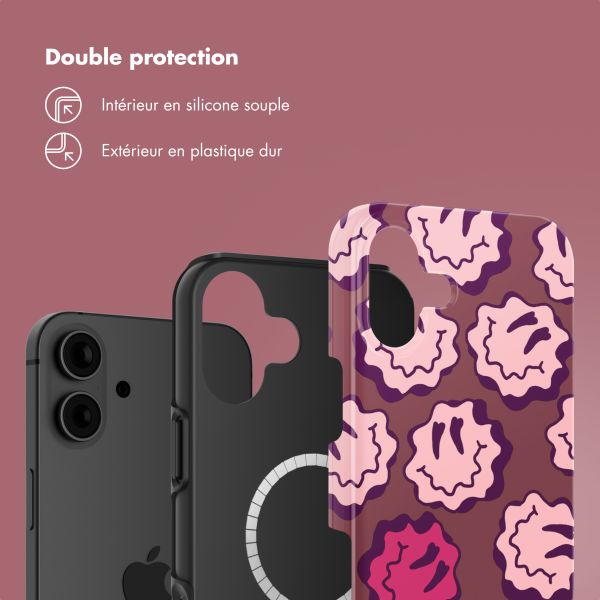 Selencia Coque arrière Vivid avec MagSafe Apple iPhone 16 - Wavy Smiley Pink
