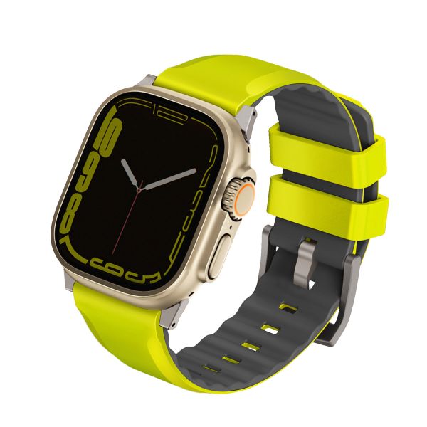 Uniq Bracelet Linus en silicone AiroSoft™ Apple Watch Series 1 á 10 / SE / Ultra (2) (44/45/46/49 mm) - Vert Citron