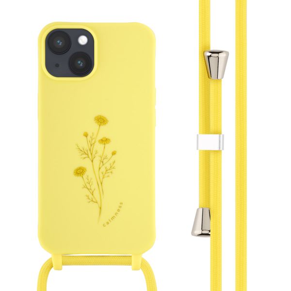 imoshion Coque design en silicone avec cordon iPhone 14 - Flower Yellow