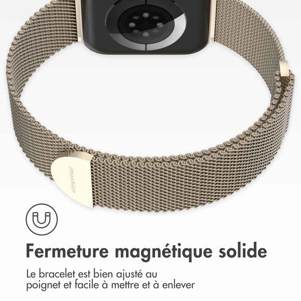 imoshion Bracelet magnétique milanais Apple Watch Series 1 - 11 / SE / Ultra (44/45/46/49 mm) - Taille S - Starlight