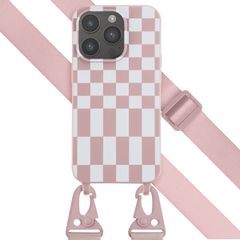 Selencia Coque design en silicone avec cordon amovible Apple iPhone 14 Pro - Irregular Check Sand Pink