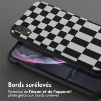 Selencia ﻿Coque design en silicone avec cordon amovible iPhone Xr - Irregular Check Black