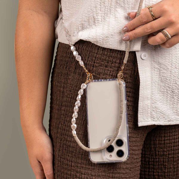 Selencia Ensemble de cordons pour téléphone avec perles et élastiques - Greige