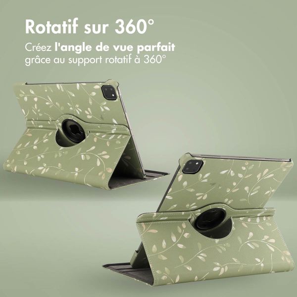 imoshion Coque tablette Design rotatif à 360° Apple iPad Air 13 pouces (2025) M3 / (2024) M2 - Green Flowers