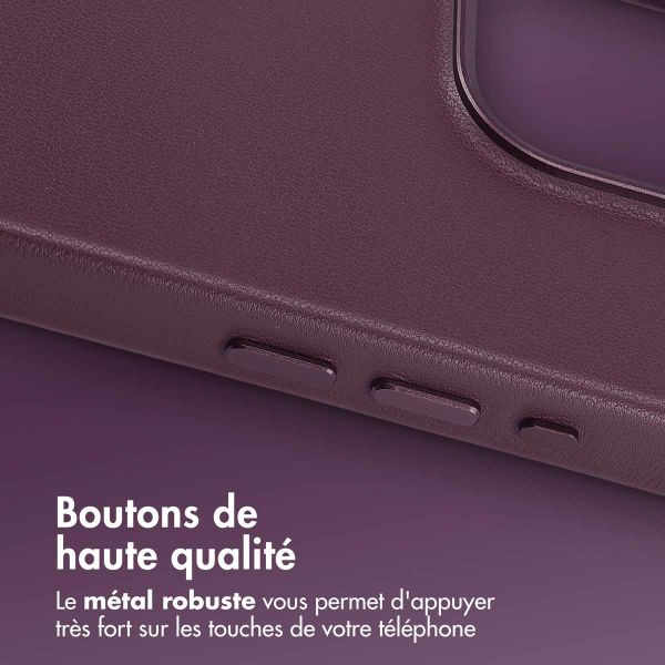 Accezz Coque arrière en cuir avec MagSafe Apple iPhone 15 Pro - Heath Purple