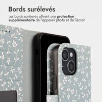 imoshion Étui de télephone portefeuille Design Apple iPhone 15 - Smoke Green Flowers