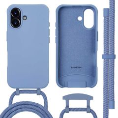 imoshion Coque arrière Color avec cordon amovible et MagSafe Apple iPhone 16 - Ash Blue