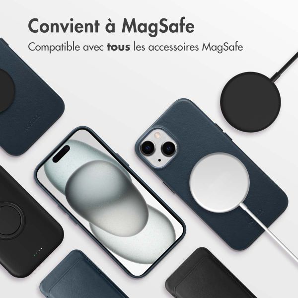 Accezz Coque arrière en cuir avec MagSafe iPhone 15 - Nightfall Blue