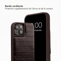 Selencia Nova coque arrière en cuir véritable avec porte-cartes Apple iPhone 15 - Dark Chocolate