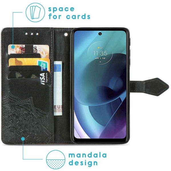 imoshion Etui de téléphone portefeuille Mandala Motorola Moto G51 - Noir