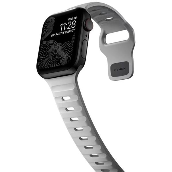 Nomad Bracelet Sport FKM Apple Watch Series 1 t/m 9 / SE (38/40/41 mm) | Series 10 / 11 (42 mm) - Lunar Gray