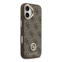 Guess Coque arrière en cuir avec logo Strass classique et MagSafe Apple iPhone 17 - Marron