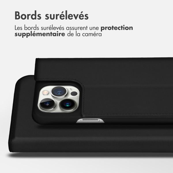 Accezz Étui de téléphone Slim Folio en cuir de qualité supérieure iPhone 14 Pro Max - Noir