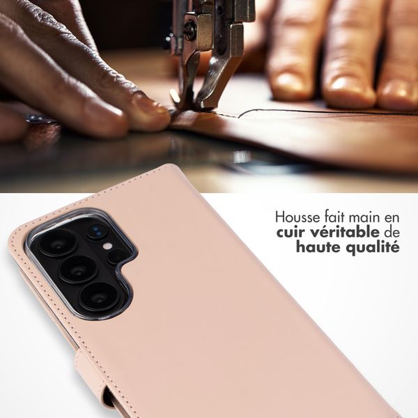 Selencia Étui portefeuille en cuir véritable Samsung Galaxy S26 Ultra - Dusty Pink