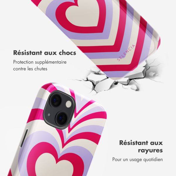 Selencia Coque arrière Vivid Tough avec MagSafe iPhone 13 - Double Hearts Rubine Red Lilac