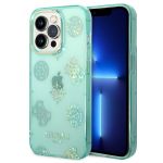 Guess Coque Peony Glitter iPhone 14 Pro - Turquoise