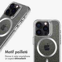 imoshion Coque arrière transparente Pailletée avec MagSafe Apple iPhone 15 Pro Max - Argent