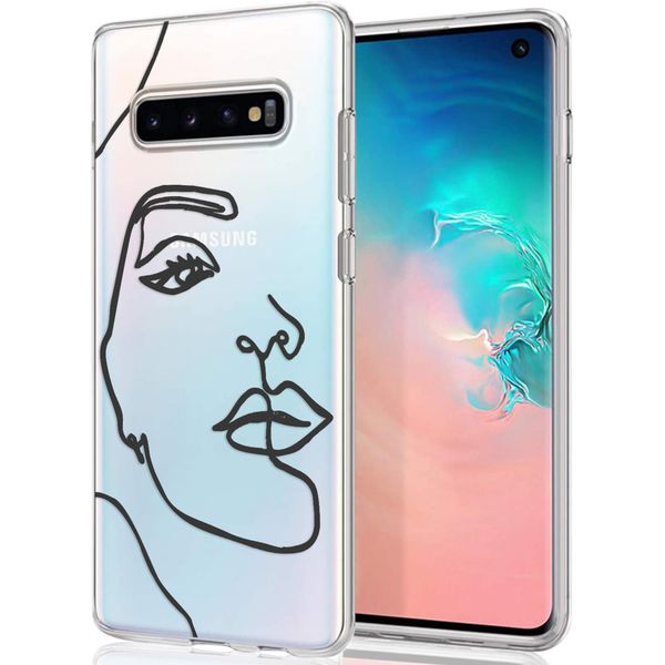 imoshion Coque Design Samsung Galaxy S10 - Visage abstrait - Noir