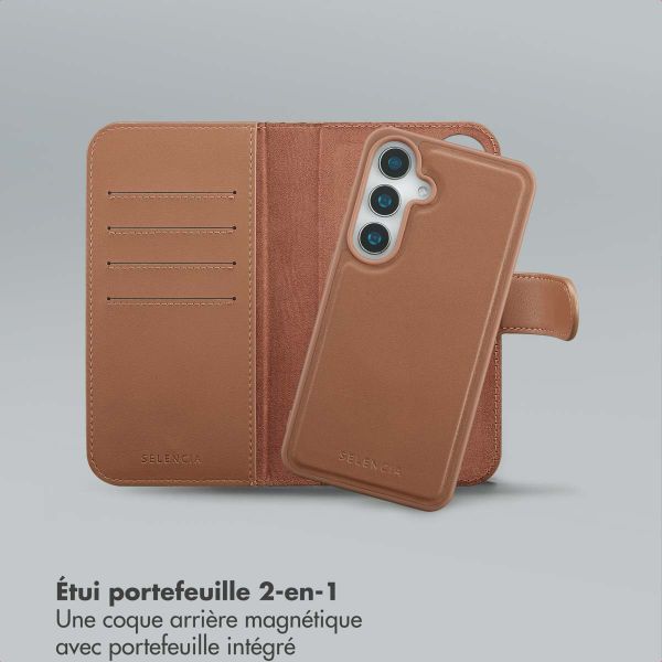 Selencia Étui portefeuille amovible Olyn avec MagSafe Samsung Galaxy S24 / S25 - Marron