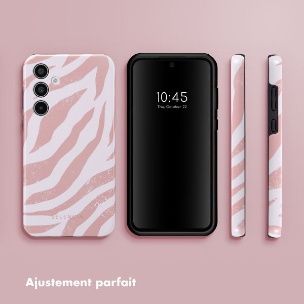 Selencia Coque arrière Vivid Tough Samsung Galaxy A35 - Colorful Zebra Old Pink