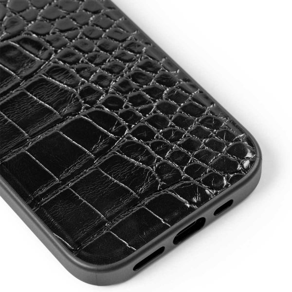 iDeal of Sweden Coque Vegan Leather iPhone 15 / 14 / 13 - Black Croco