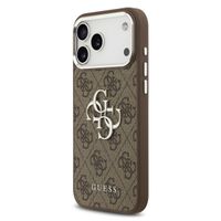 Guess Coque 4G Metal Logo Backcover Apple iPhone 17 Pro Max - Silver Edge - Brown