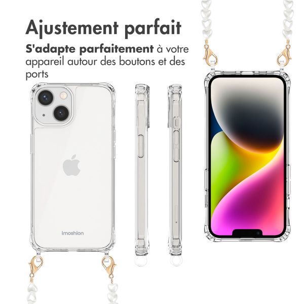 imoshion Coque avec dragonne + bracelet Apple iPhone 14 - Perles Cœurs