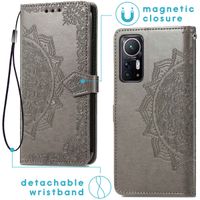 imoshion Etui de téléphone portefeuille Mandala Xiaomi 12 / 12X - Gris