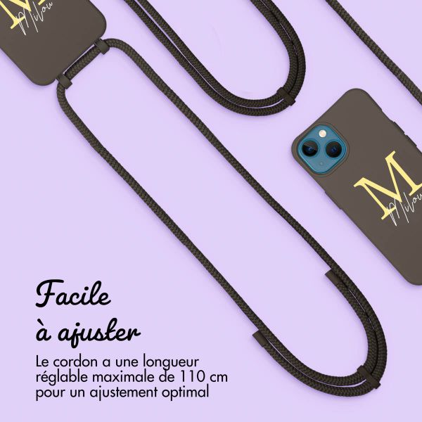 Coque de couleur personnalisée MagSafe avec cordon amovible  et lettre iPhone 13 - Black Coffee