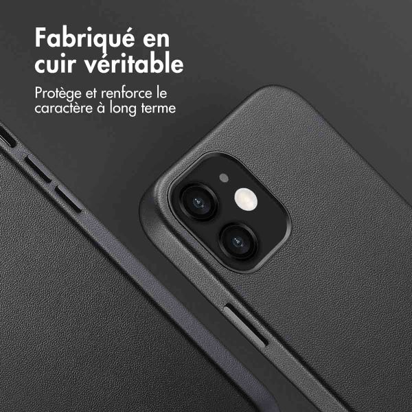 Accezz Coque arrière en cuir avec MagSafe Apple iPhone 12 (Pro) - Onyx Black