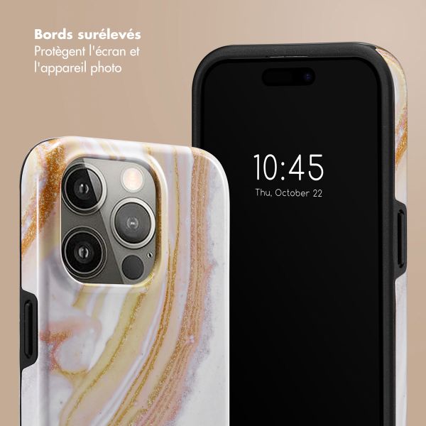 Selencia Coque arrière Vivid Tough iPhone 15 Pro - Chic Marble Gold