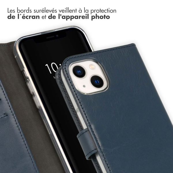 Selencia Étui de téléphone en cuir véritable iPhone 13 - Bleu