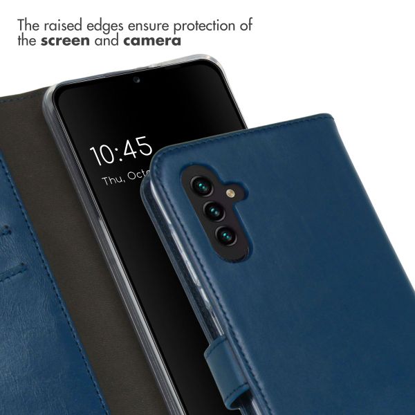 Selencia Étui portefeuille en cuir véritable Samsung Galaxy A13 (5G) / A04s - Bleu