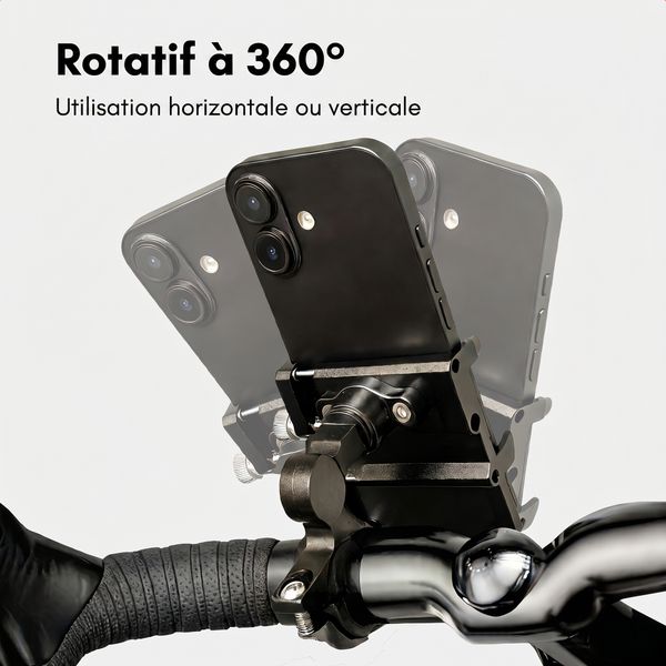 imoshion Support de téléphone Aluminium pour vélo - Rotatif à 360° - Léger - Universel - Noir