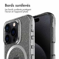 imoshion Coque arrière transparente Pailletée avec MagSafe Apple iPhone 15 Pro - Argent