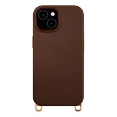 Selencia Coque arrière Rivièra avec MagSafe avec crochets amovibles Apple iPhone 15 - Choco Brown