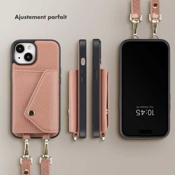 Selencia Coque à cordon avec porte-cartes enveloppe Sera iPhone 15 - Old Pink