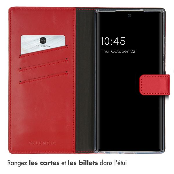 Selencia Étui de téléphone portefeuille en cuir véritable Samsung Galaxy S23 Ultra - Rouge