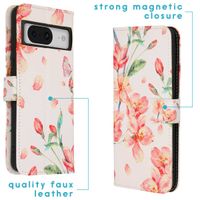 imoshion Design Softcase Bookcase Google Pixel 8 Pro - Blossom Watercolor White