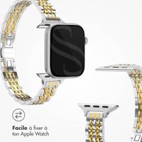 Selencia Bracelet en acier slim style Jubilee Apple Watch Series 1 t/m 9 / SE (38/40/41 mm) | Series 10 / 11 (42 mm) - Argent et Or