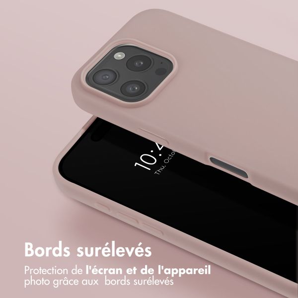 Selencia Coque silicone avec cordon amovible iPhone 16 Pro - Sand Pink