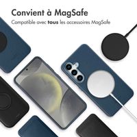 Accezz Coque arrière en cuir avec Magsafe Samsung Galaxy S25 Plus - Nightfall Blue