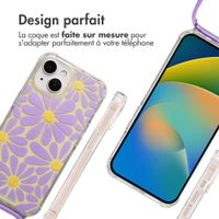 imoshion Coque Design avec cordon Apple iPhone 15 - Tropical Violet Flowers Connect