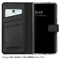 Selencia Étui portefeuille en cuir véritable Samsung Galaxy S20 FE - Noir