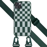 Selencia Coque design en silicone avec cordon amovible Apple iPhone 14 Plus - Irregular Check Green