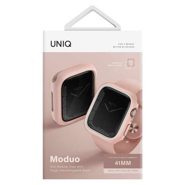 Uniq Moduo Coque Apple Watch avec Lunette interchangeable Apple Watch 4-9 / SE - 40/41 mm - Blush (Pink/White)